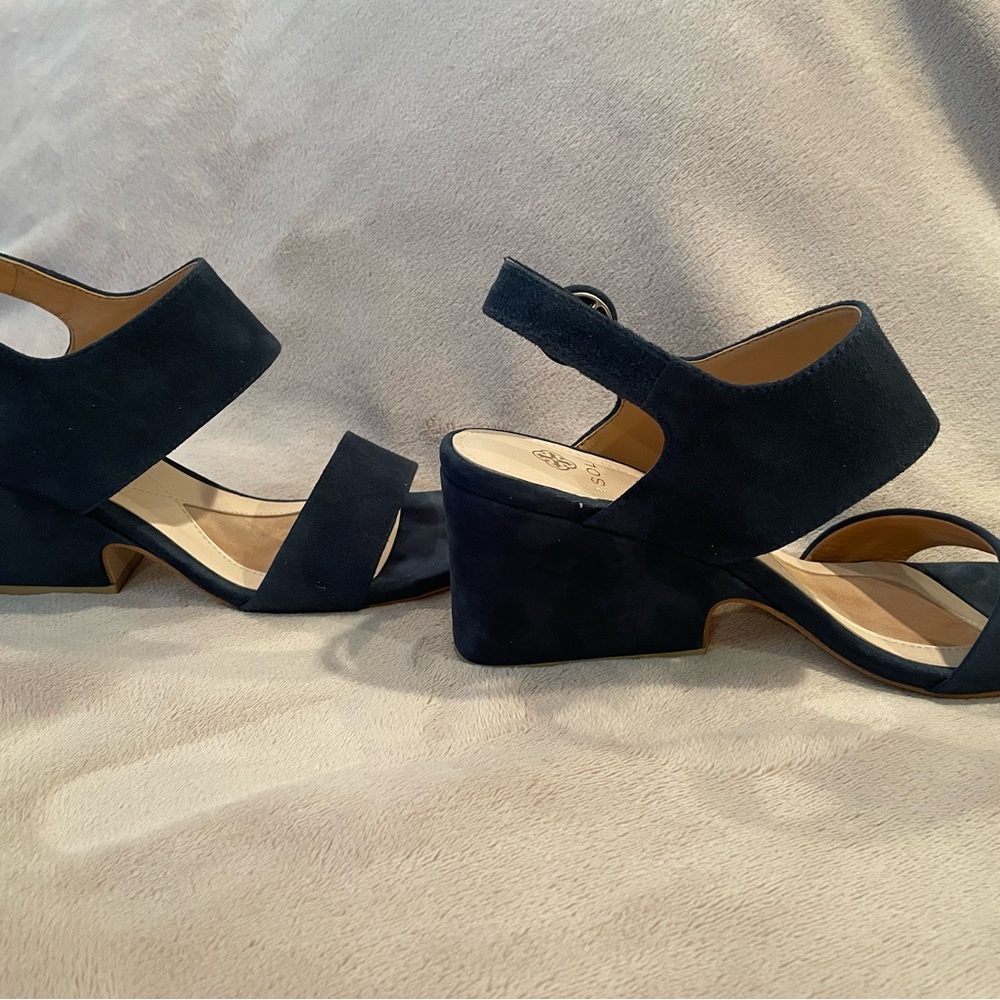 Isola Navy Heeled Sandals - Picture 9 of 10
